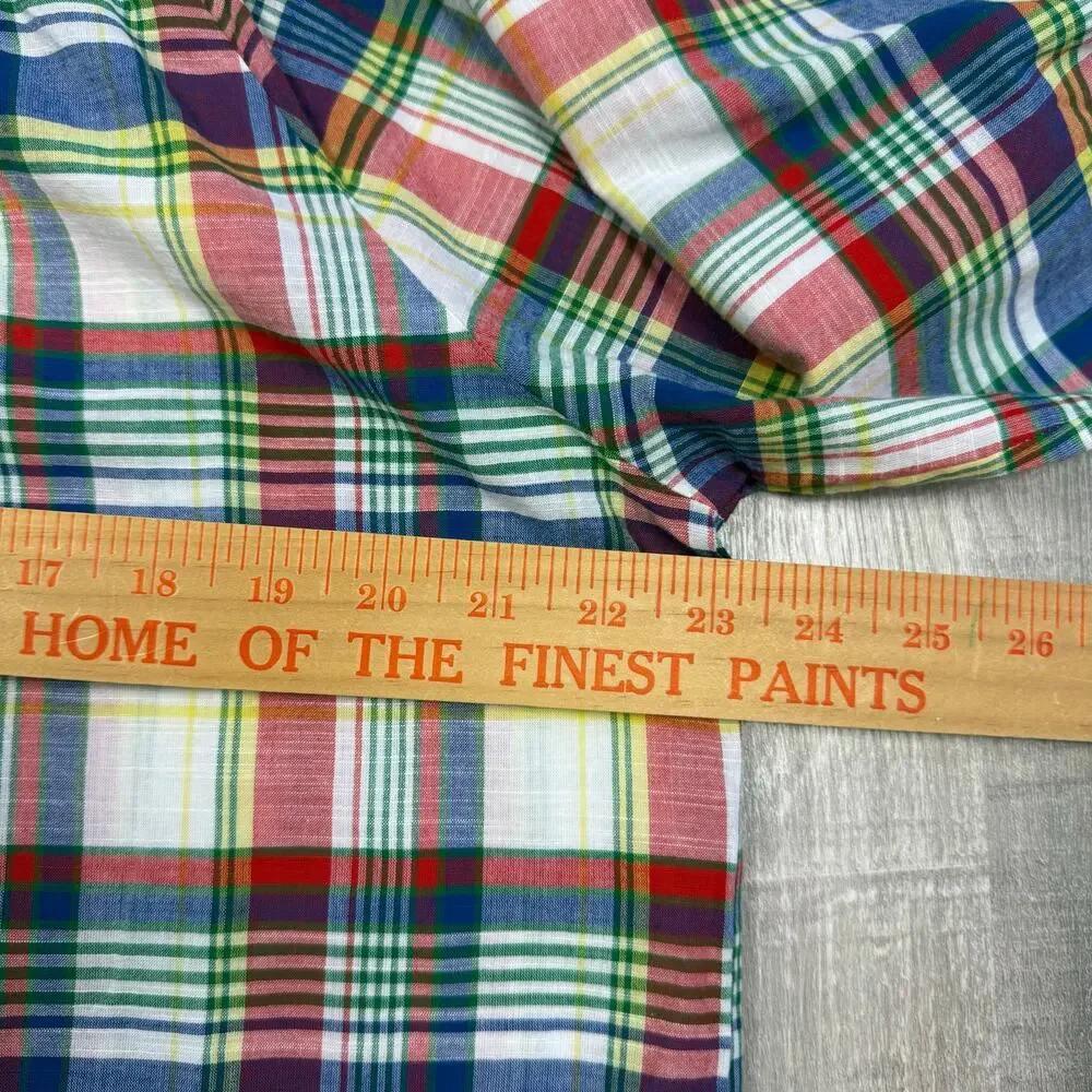 Brooks Brothers L/S Blouse Top Womens Medium Plaid Colorful Smocked Neck Peasant - Picture 8 of 11